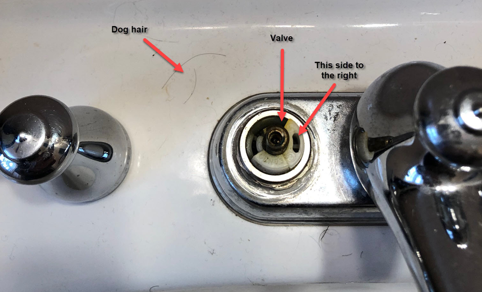 Picture documenting the correct faucet valve position.
