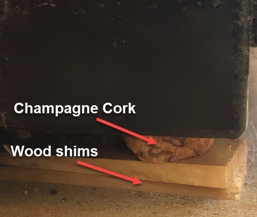 Cork and wood shims make an excellent appliance foot replacement