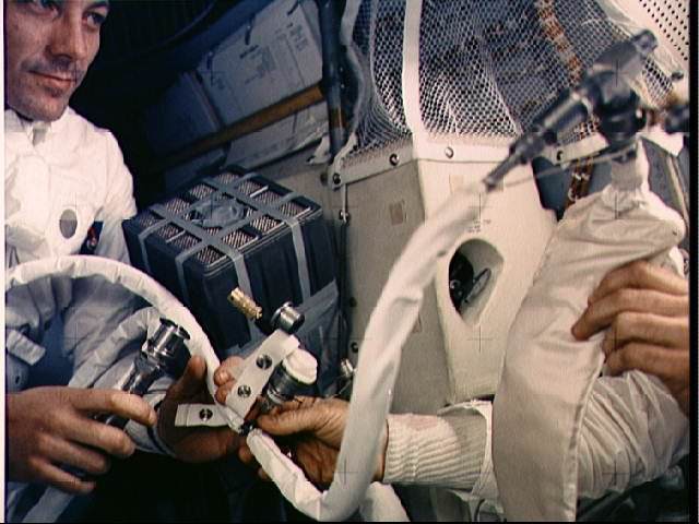 Apollo 13 improvised air filter held together with duct tape