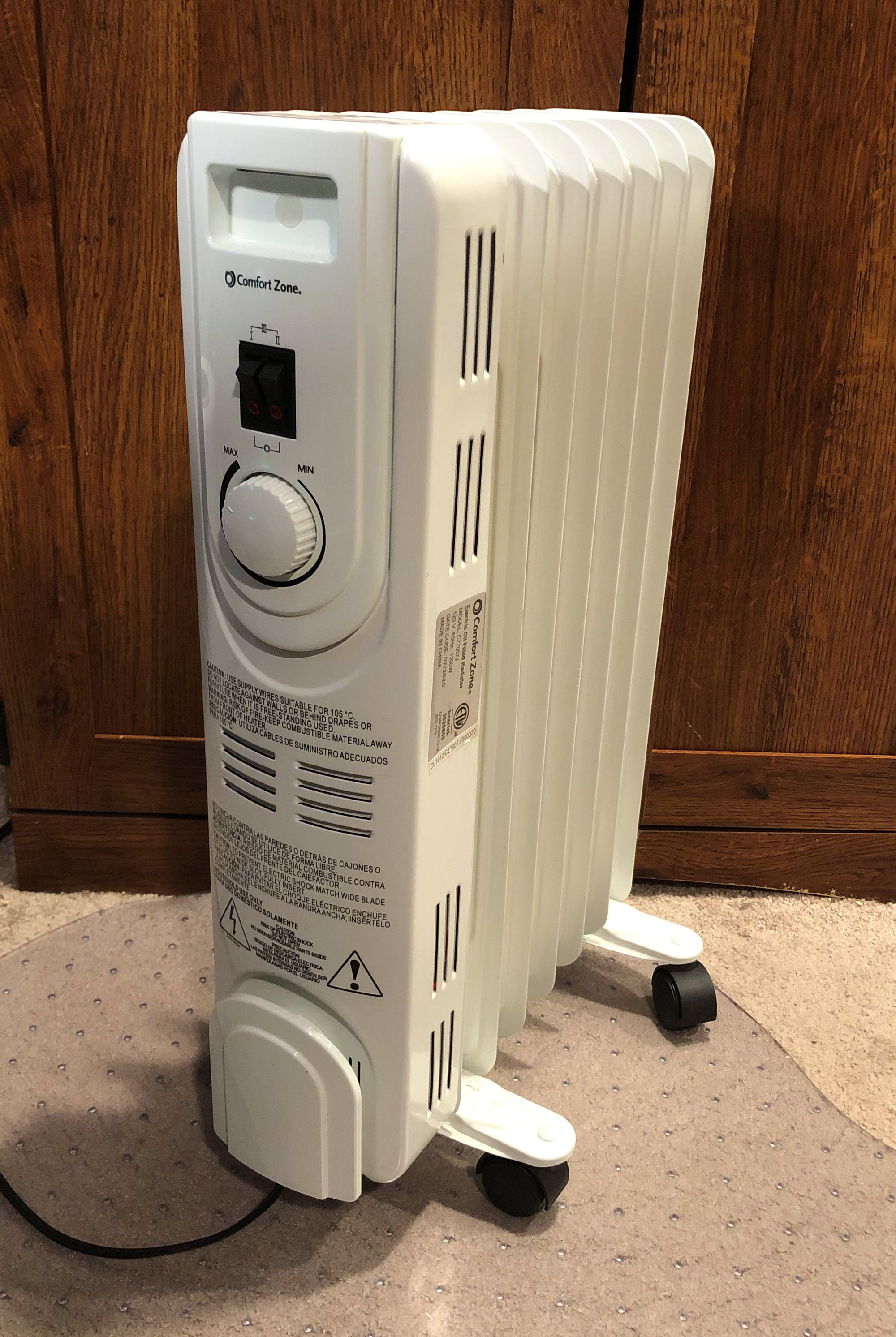 My oil-filled space heater made by Comfort Zone