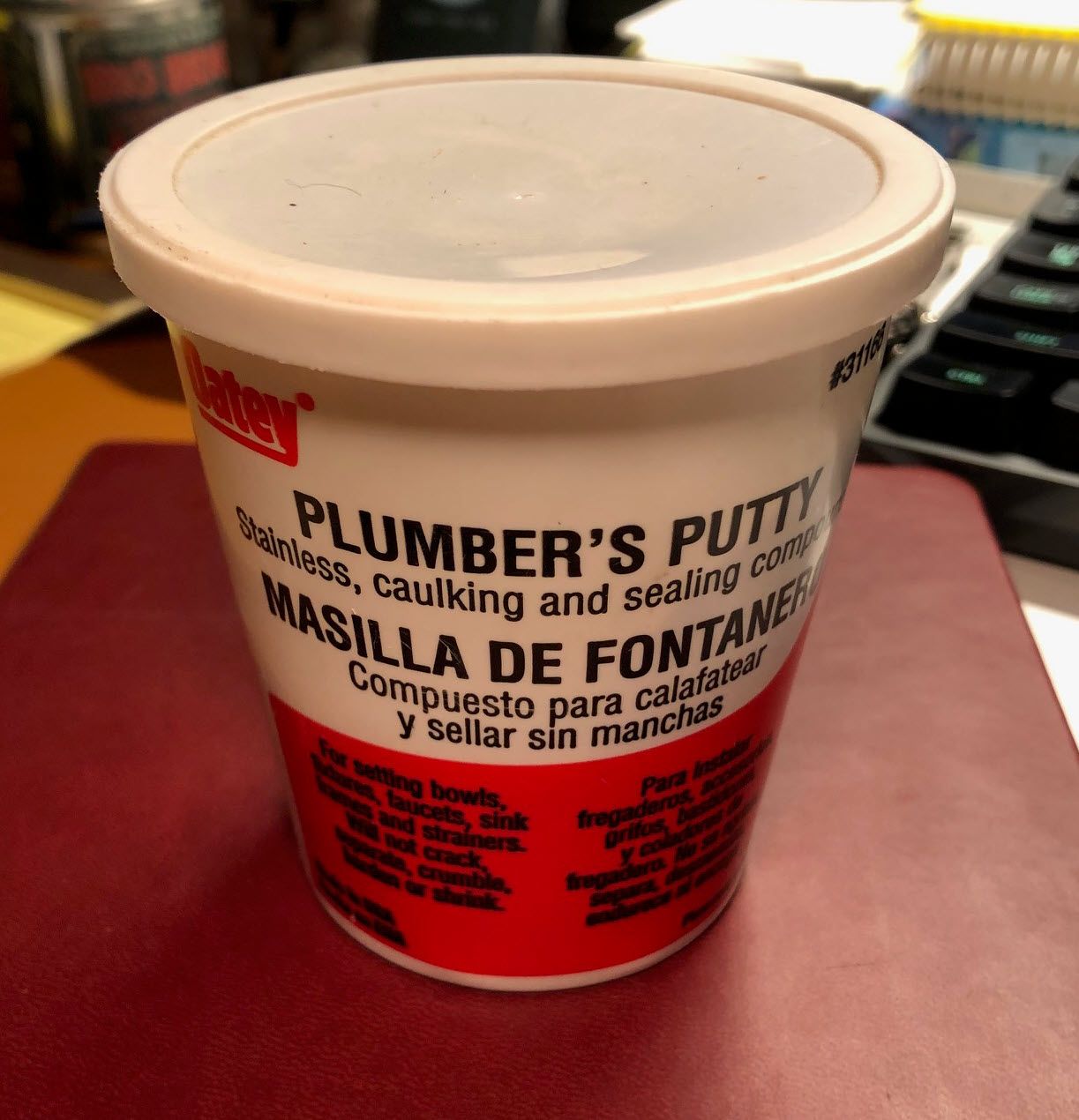 Picture of the container of Oatey Plumber's Putty I used in my project.