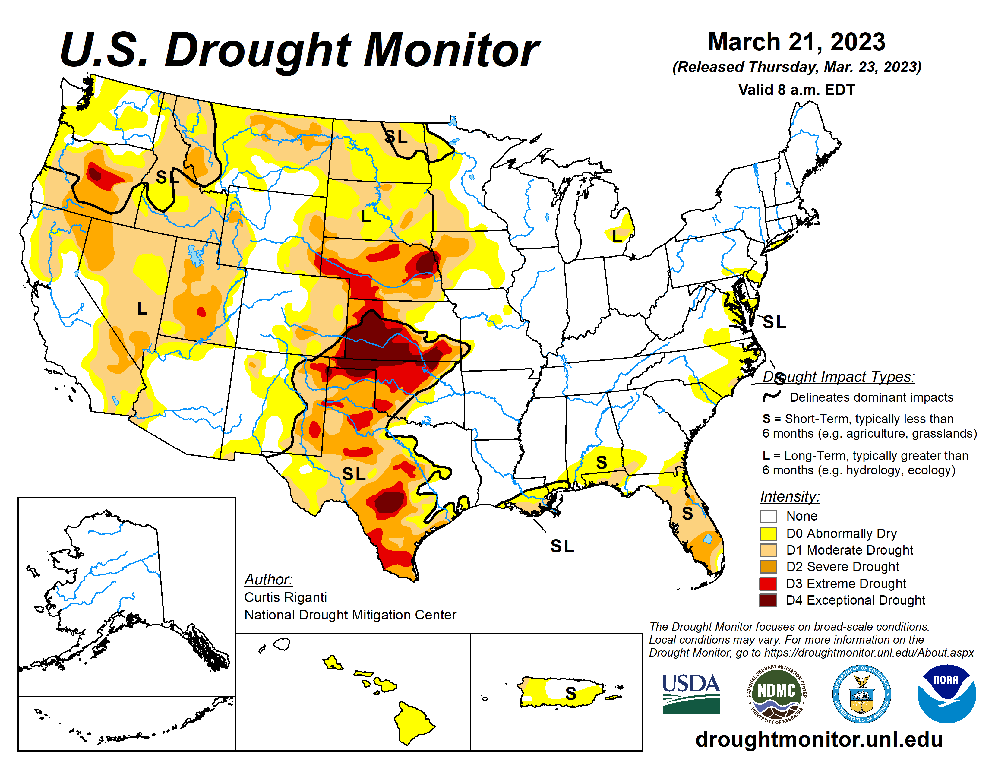 Updated US drought map showing the benefit to CA of recent rains.