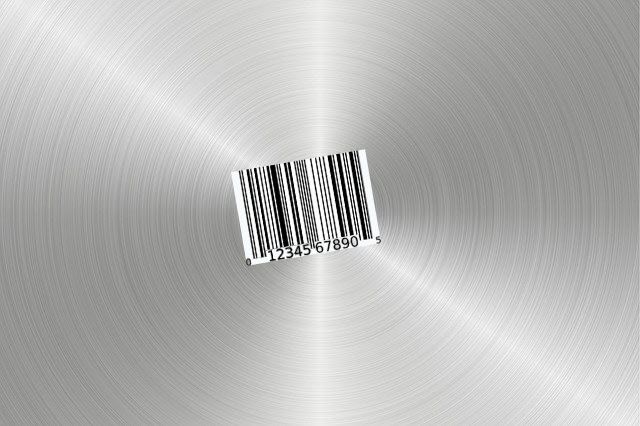 Stainless steel pan with bar code sticker - combined using Pixabay images