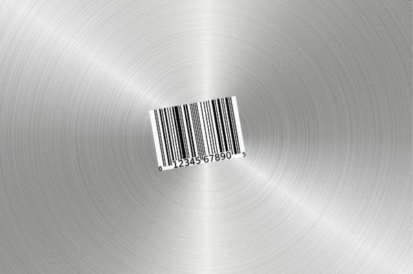 Stainless steel pan with bar code sticker - combined using Pixabay images