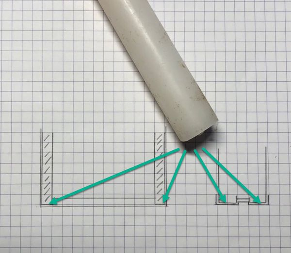 Drawing showing where to apply lubrication on drawers and sliding doors.