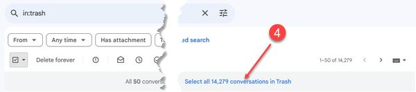 Choose the "Select all conversations" option to expedite the deletion process.