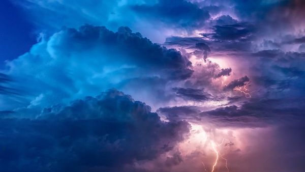 Dramatic picture of a major lightning storm.